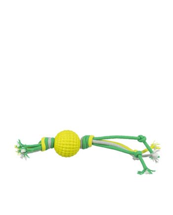 IGRAČKA GUMENA ZVUČNA KANAP SA GUMENIM LOPTOM YELLOW GREEN Trixie