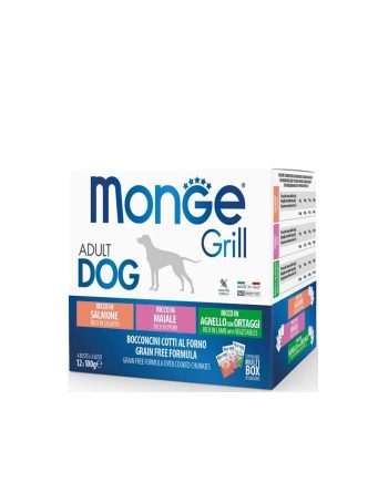 MGM GRILL DOG MIX JAGNJETINA/SVINJETINA/LOSOS 12X100G Monge
