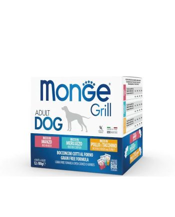MGM GRILL DOG MIX GOVEDINA/BAKALAR/PILETINA I ĆURETINA 12X100G Monge