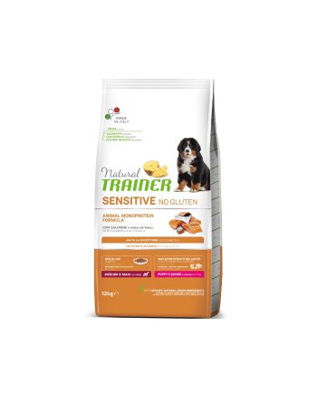 NT SUVA HRANA ZA PSE SENSITIVE NO GLUTEN MEDIUM/MAXI PUPPY&JUNIOR 12KG LOSOS Natural Trainer