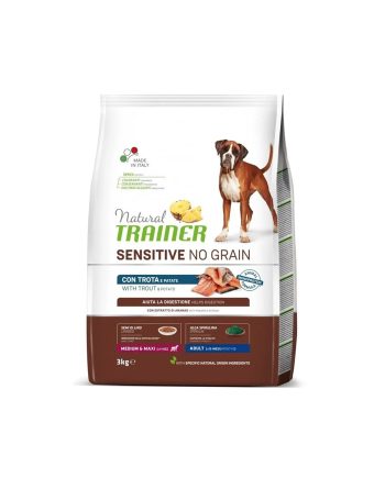 NT SUVA HRANA ZA PSE SENSITIVE NO GLUTEN MEDIUM/MAXI ADULT 3KG TROUT Natural Trainer