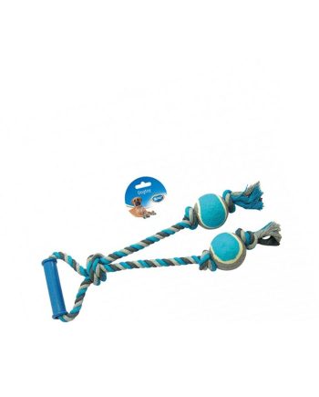 IGRAČKA GUMENA TUG TOY KNOTTED COTTON LOOP TENNIS BALL 2X BLUE Duvoplus