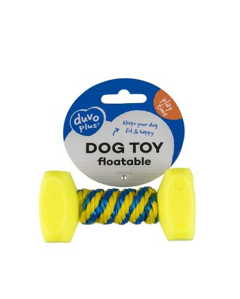 IGRAČKA GUMENA FLOATABLE DUMBBELL WITH ROPE M YELLOW Duvoplus