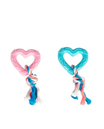IGRAČKA KANAP KNOTTED COTTON PUPPY TPR HEART MC Duvoplus