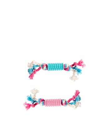 IGRAČKA KANAP KNOTTED COTTON PUPPY STICK TPR BONE MC Duvoplus
